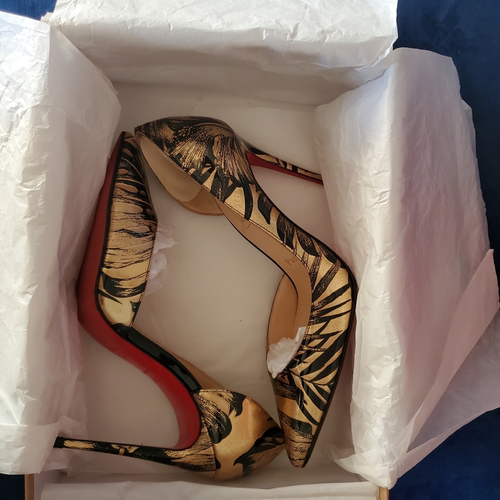 Christian Louboutin Iriza Black Gold 100mm 36.5 - Picture 5 of 6